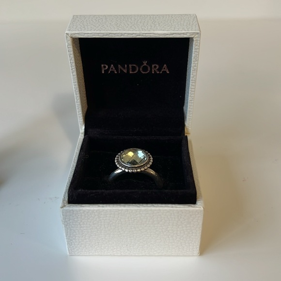 Pandora Autumn Skies Green Amethyst Sterling Silver 925 ALE Ring Size 54 - Picture 2 of 4